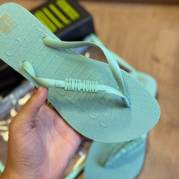Chinelo Santa Lolla Feminino Verde Água com Bag Transparente Kit