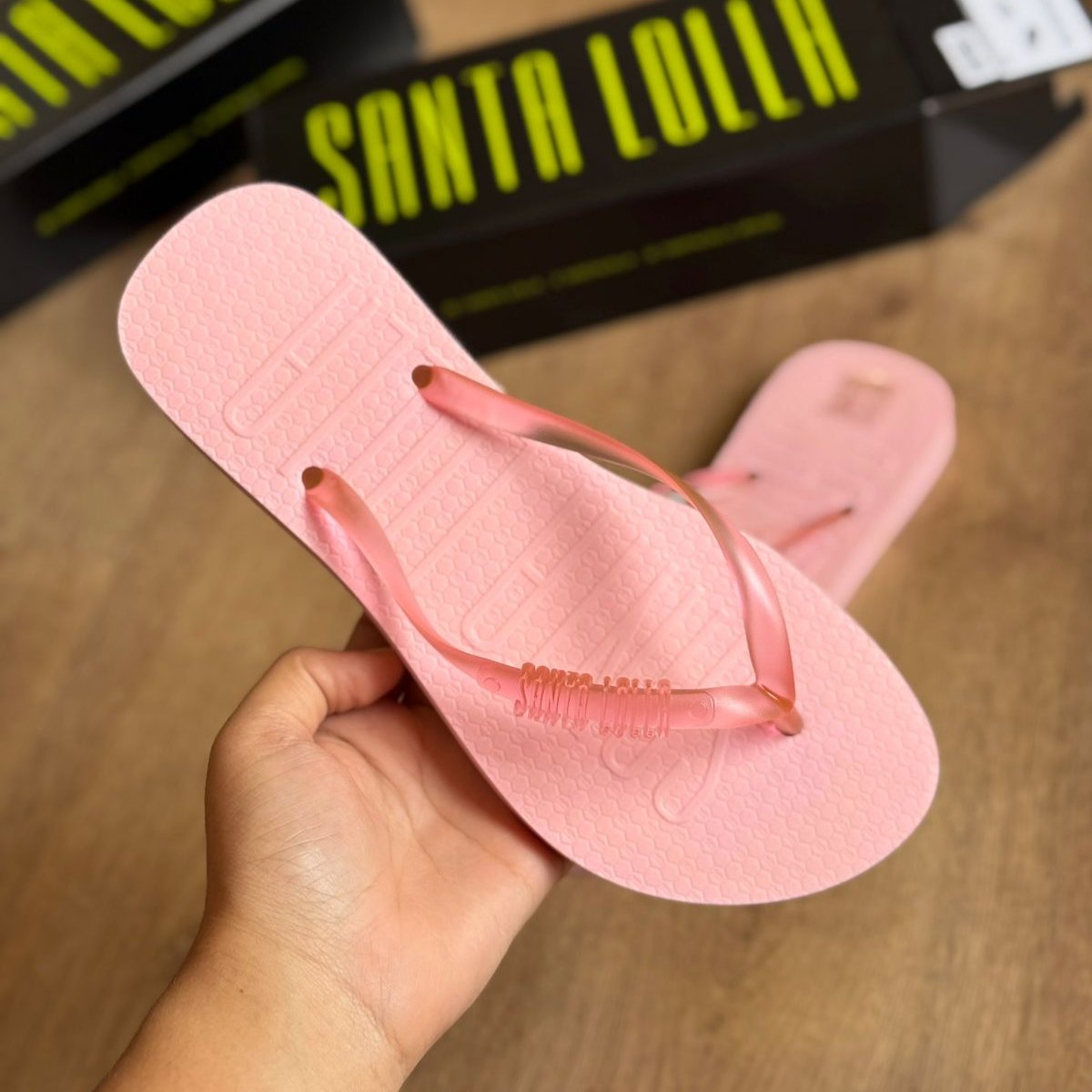 Chinelo Santa Lolla Feminino Rosa - Tira Translúcida - Imagem 3