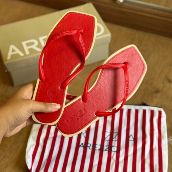Sandália Brizza Arezzo Flip Flop Bico Quadrado Feminina - Vermelha