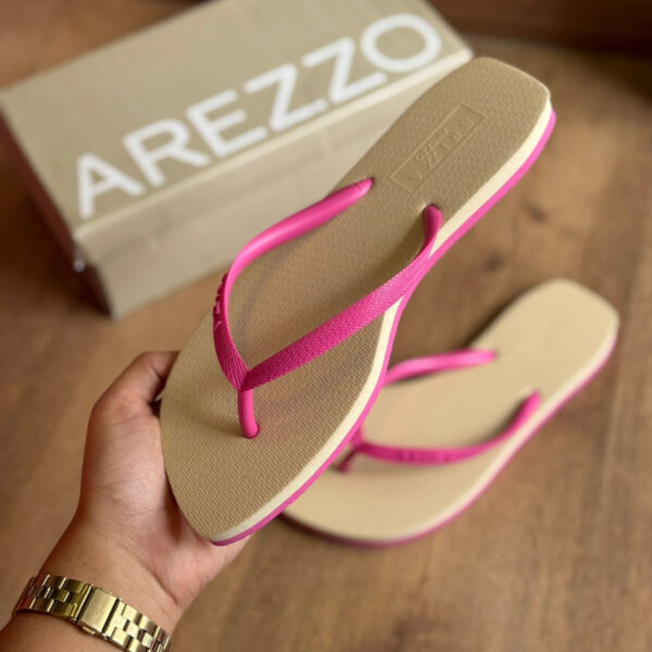 Chinelo Brizza Arezzo Flash Bicolor Basics - Bege e Pink