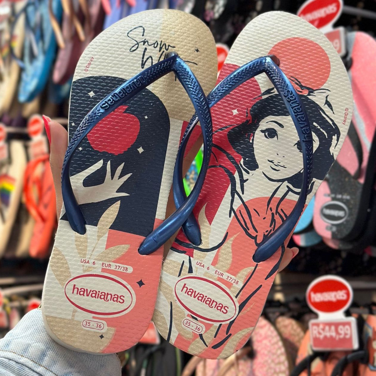 Chinelo Havaianas Slim Princesas Branca de Neve - Vermelho e Marinho